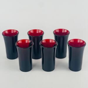 Anchor Hocking Royal Ruby Red Flared Shot Glasses; Lot of 6; 2 7/8” H